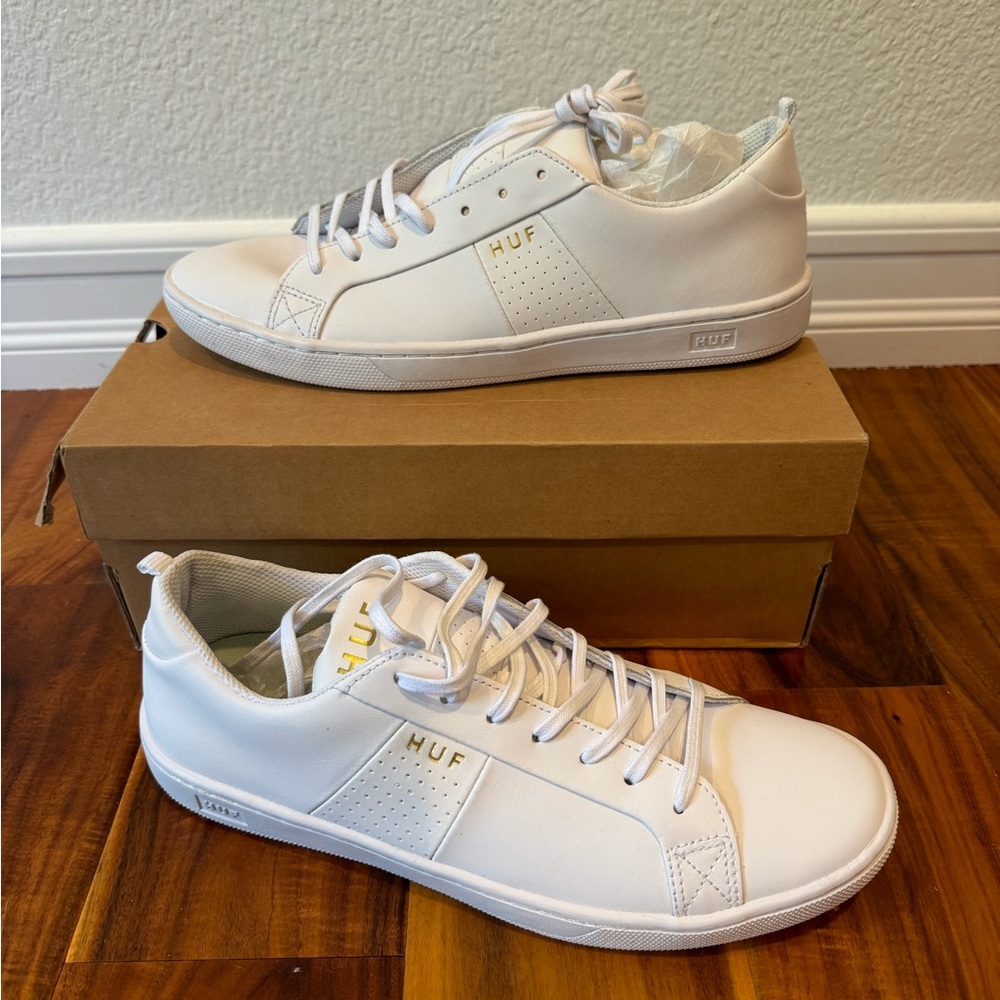 Never worn! Bright white Huf shoes.